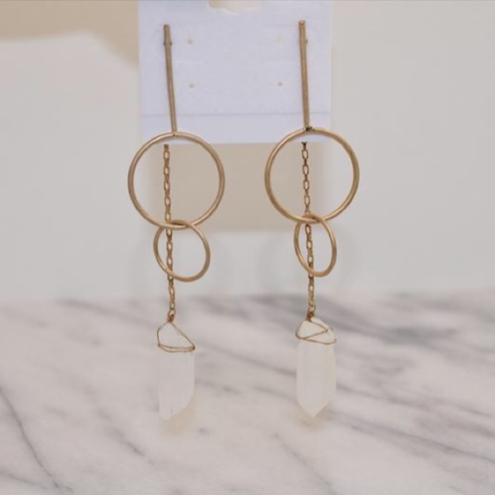 Gold natural stone earrings